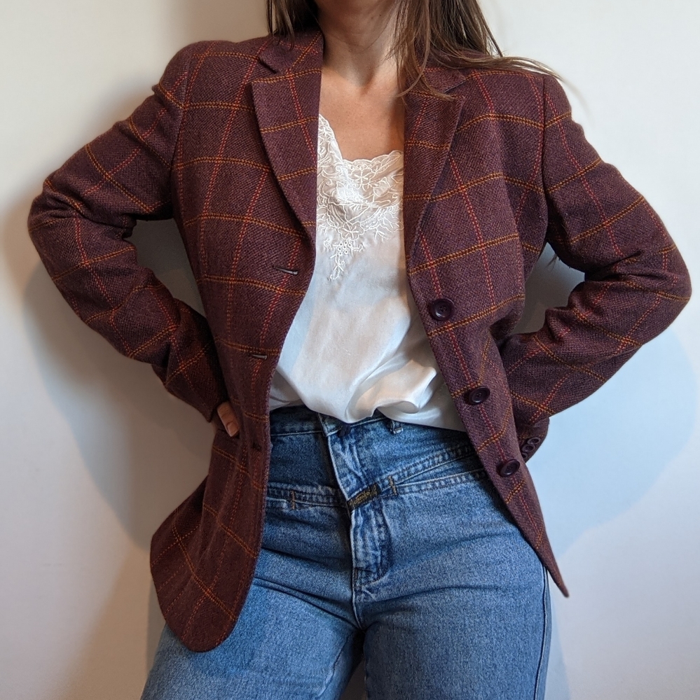 Vintage Max Mara Alpaca Plaid Blazer Sports Jacket